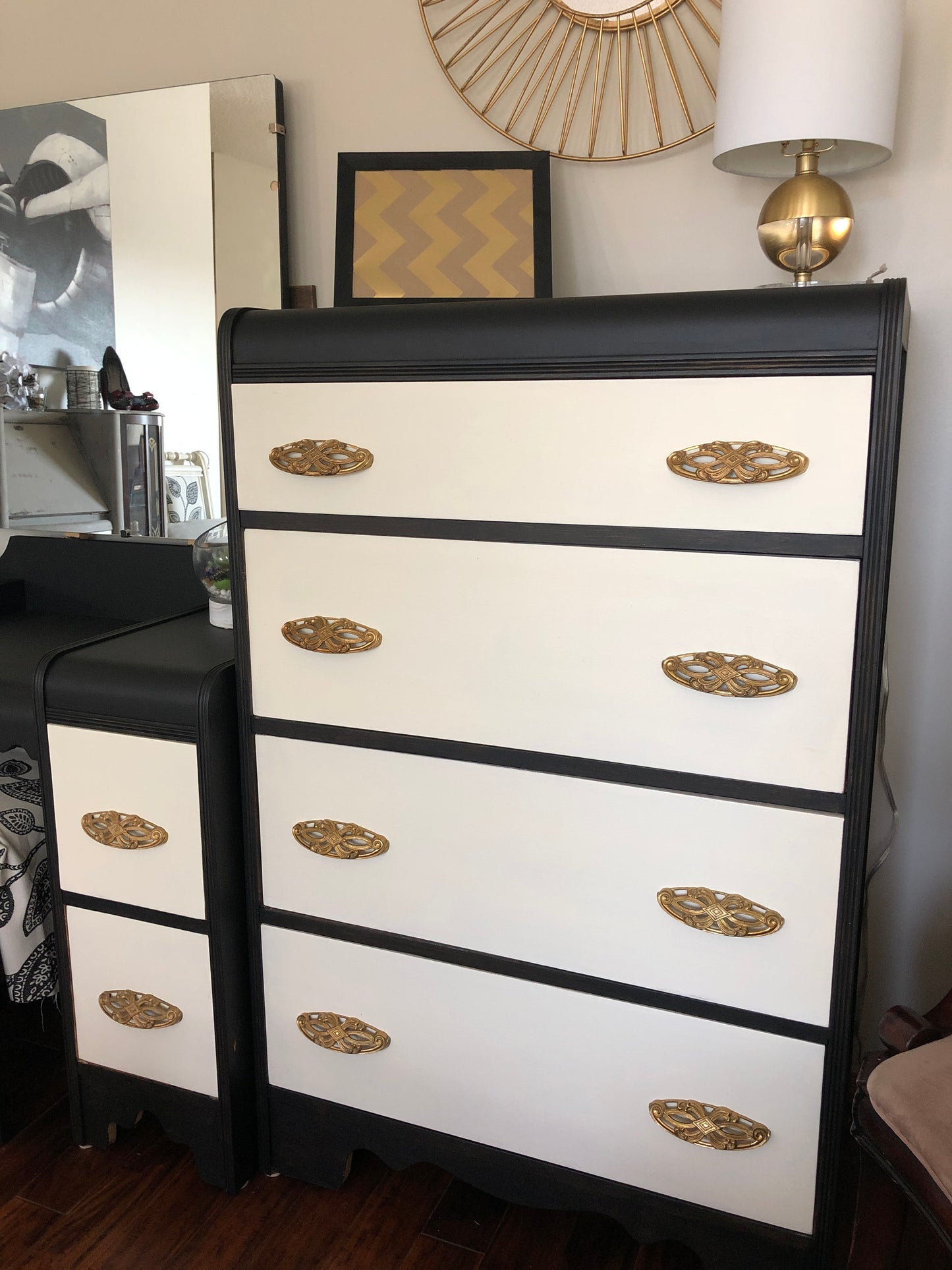 Vintage Waterfall Dresser and Vanity