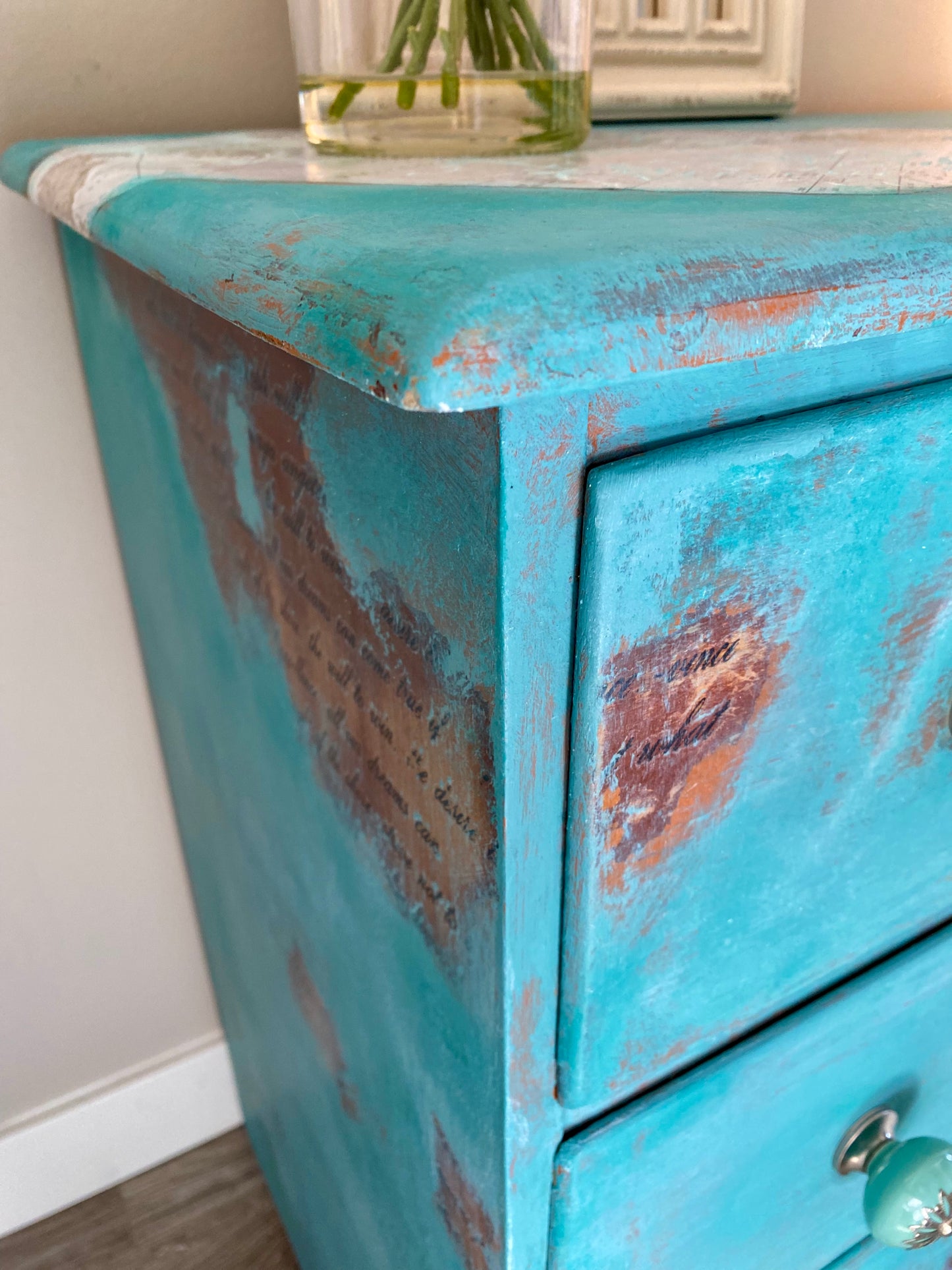 Caribbean Blue 7-Drawer Desk