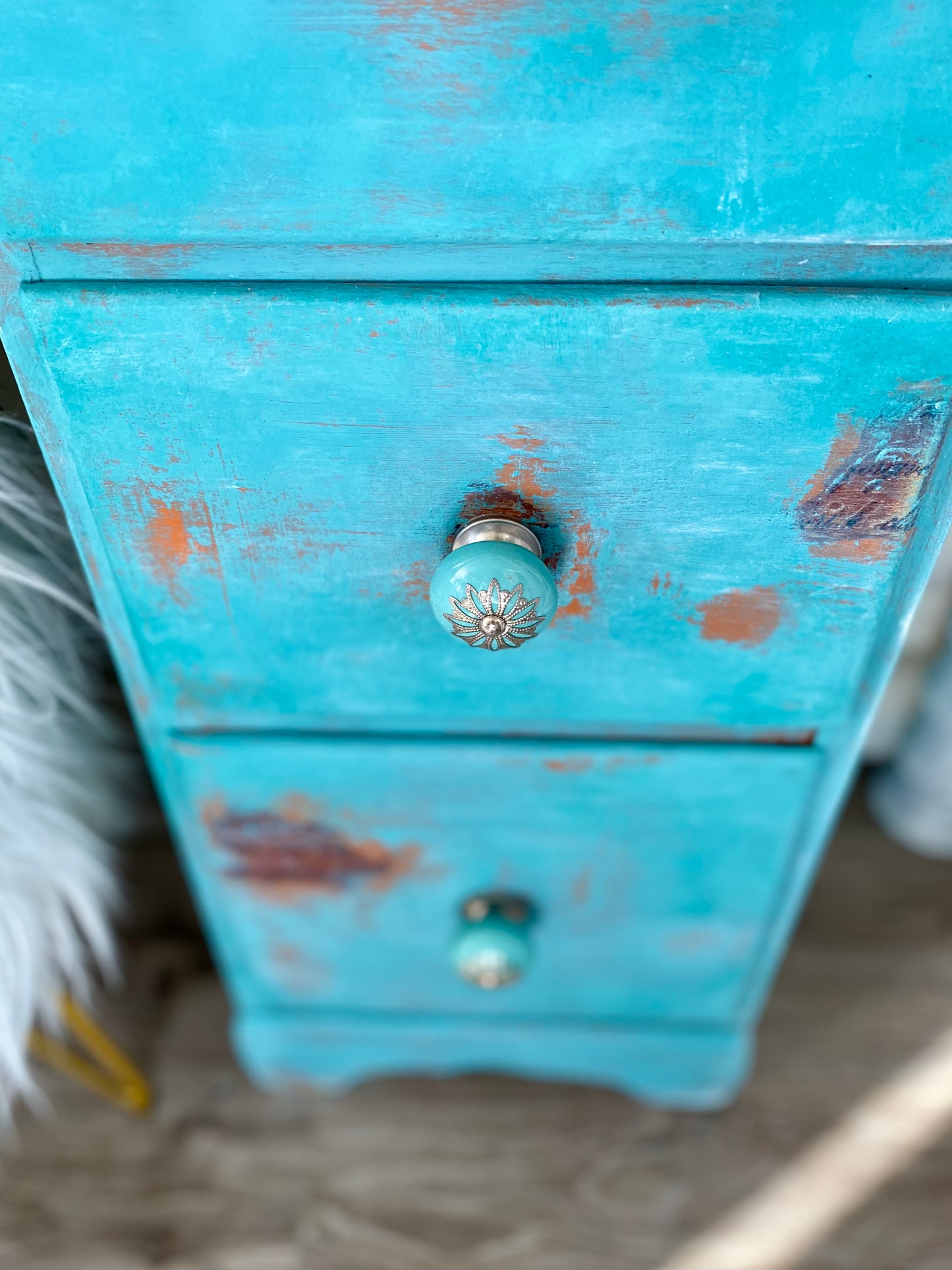 Caribbean Blue 7-Drawer Desk